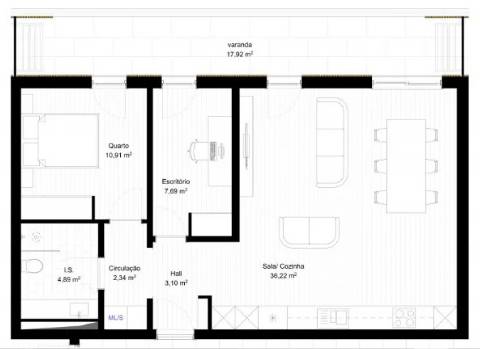 Apartamento T1+1 com varanda, garagem para venda em Portimão
