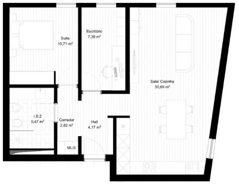 Apartamento T1+1 com garagem de 2 lugares em Portimão