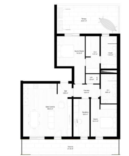 Apartamento T2+1 com terraço, varanda no último andar, em Portimão