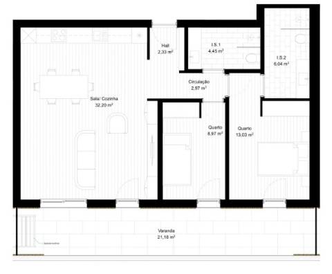 Apartamento T2 com varanda e garagem à venda em Portimão
