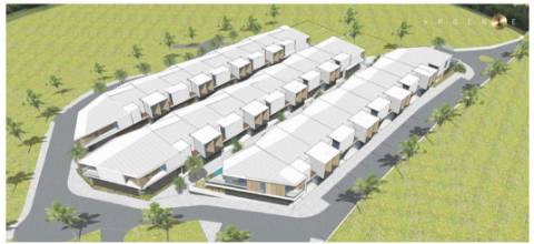 Terreno para construção de 29 moradias T3 e T4 em banda com piscina privada e vista mar
