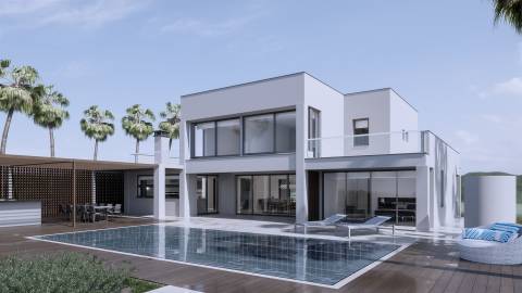 Moradia Isolada em construção com 4 suites de R/C e 1º piso com piscina e logradouro, garagem para 2 carros