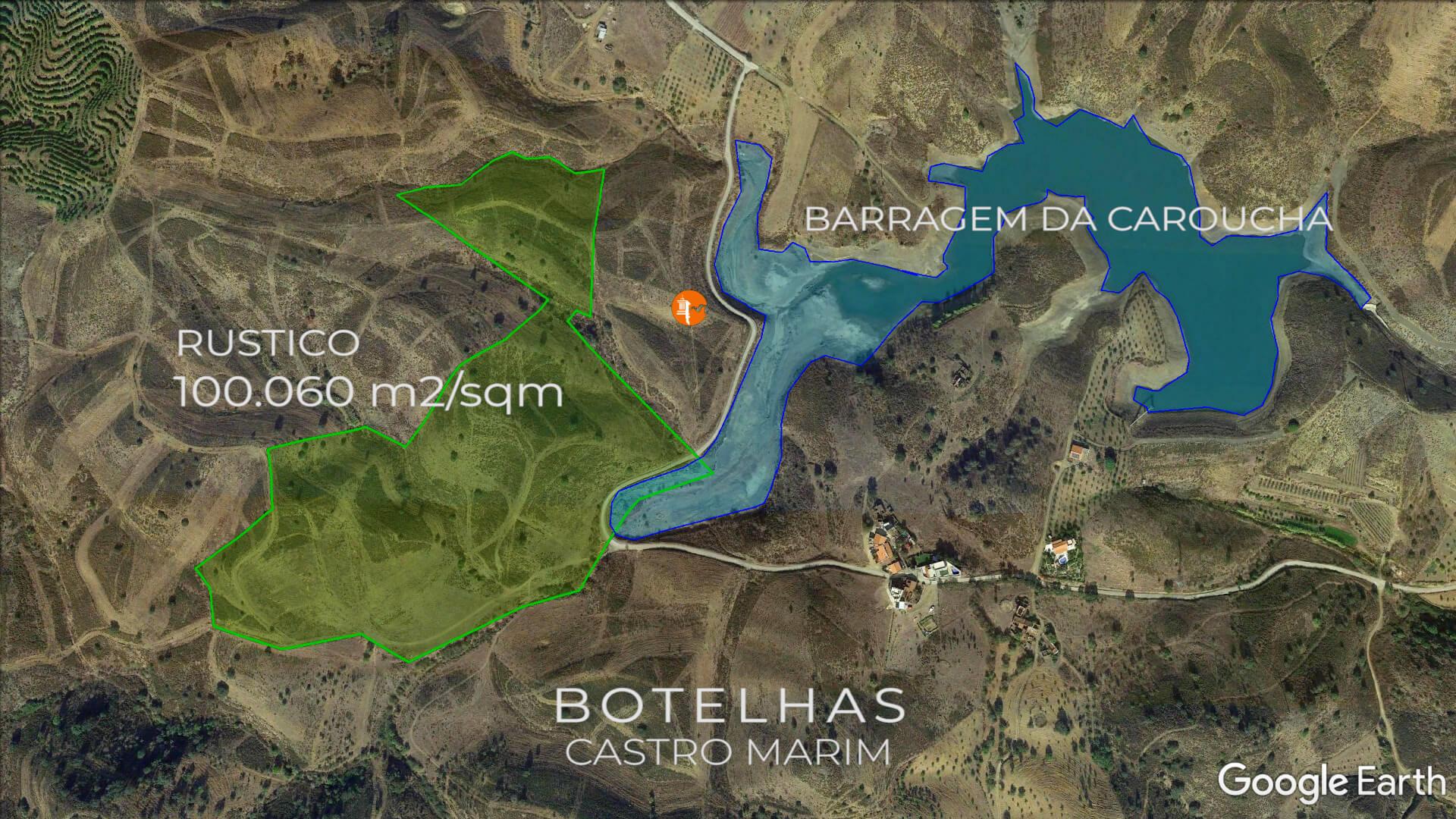 TERRENO COM 100.060 M2 - POSSIBILIDADE DE CONSTRUÇÃO - HABITAÇÃO E/OU TURISMO - JUNTO A BARRAGEM DA CAROUCHA - BOTELHAS - CASTRO MARIM - ALGARVE