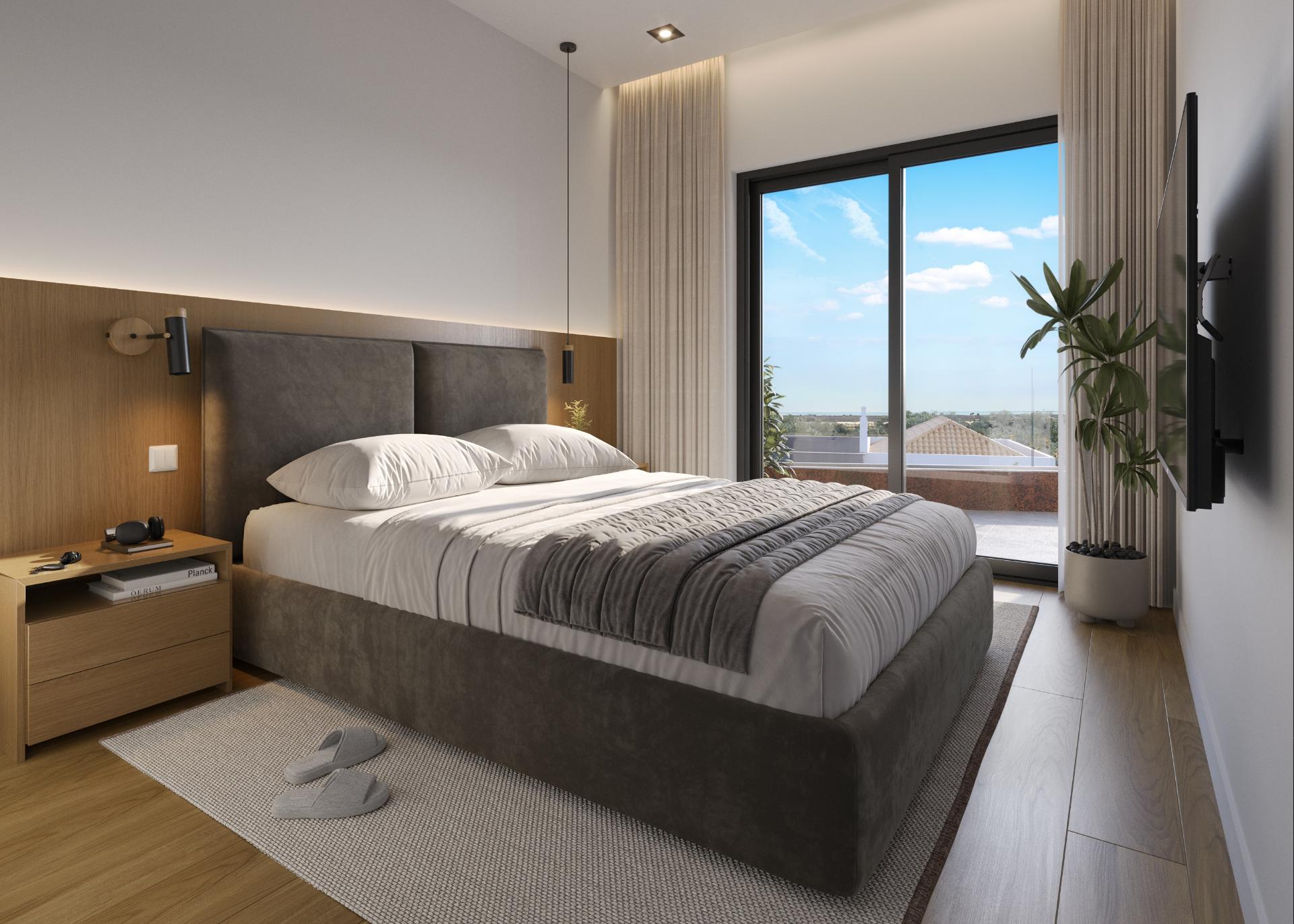 Apartamento T3, top, floor, no 2.º andar, vista mar, em empreendimento de luxo com piscinas, SPA, jardim e ginásio em Tavira