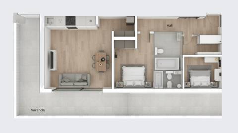 Apartamento T2 - 5º Andar