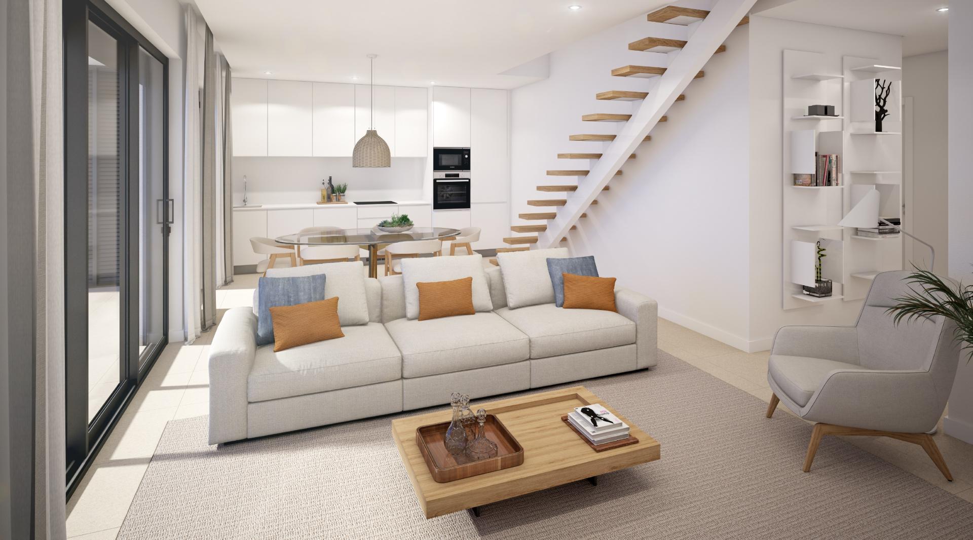 Espetacular apartamento T2, top floor, com um maravilhoso terraço privado com 58 m2 e uma fabulosa vista mar.