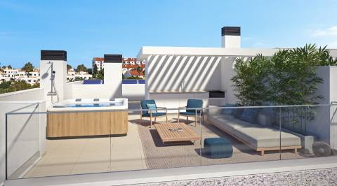 Espetacular apartamento T2, top floor, com um maravilhoso terraço privado com 57.60m2 e uma fabulosa vista mar.