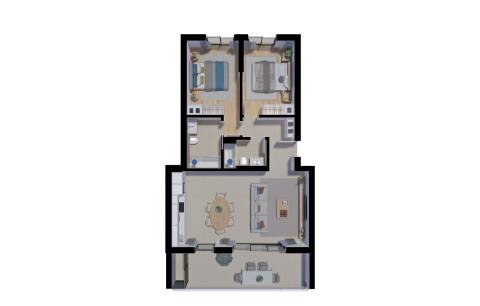 Apartamento T2, de 2.º andar, com varanda e muita luminosidade num empreendimento com piscina em Tavira