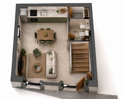 Moradia T1 de Luxo com Terraço Exclusivo no Centro de Loulé