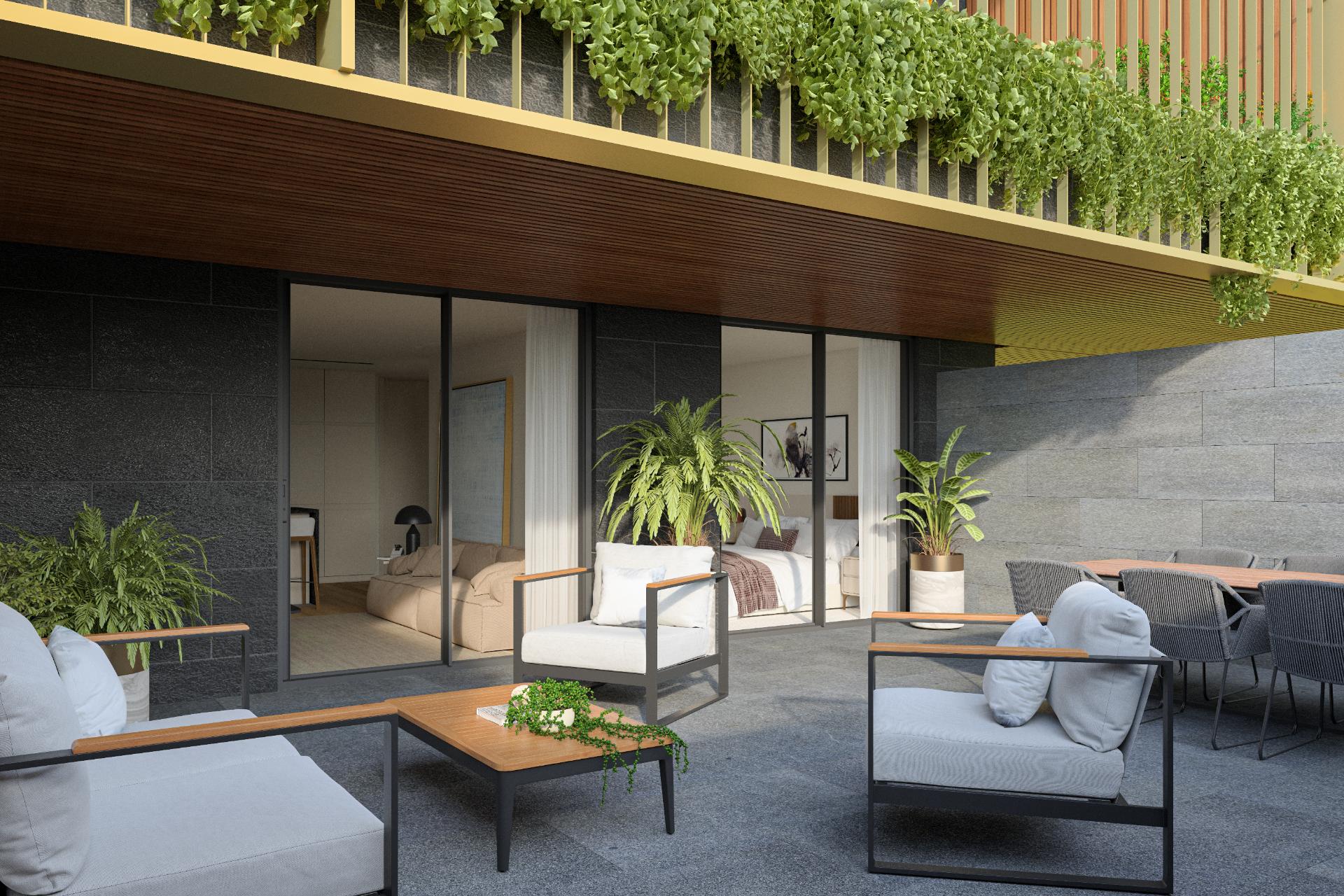 Apartamento T2 novo, com terraço e piscina.