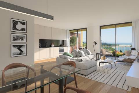 Apartamento T2 novo, com terraço e piscina.