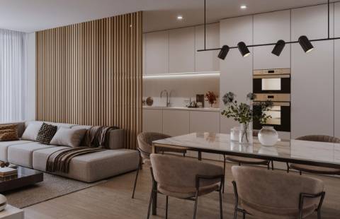 Apartamento T3 novo, com dois terraços e estacionamento.