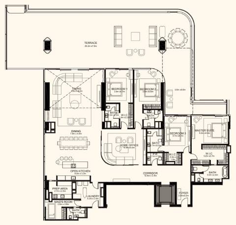 Apartamento T4 com Piscina em West Crescent Dubai