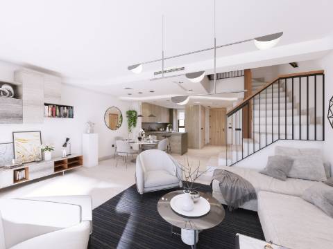 Moradia geminada T3 nova, com terraço e garagem.