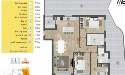 Apartamento t3 com logradouro