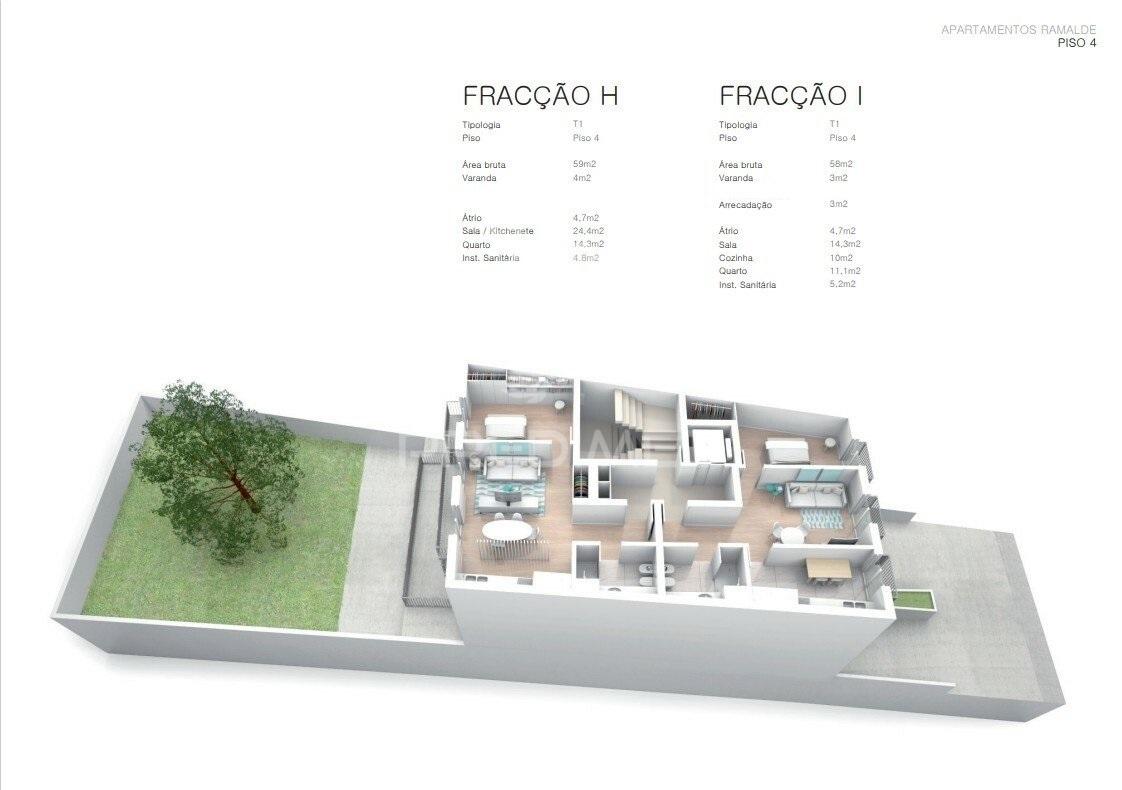 Apartamento t1 em ramalde - porto