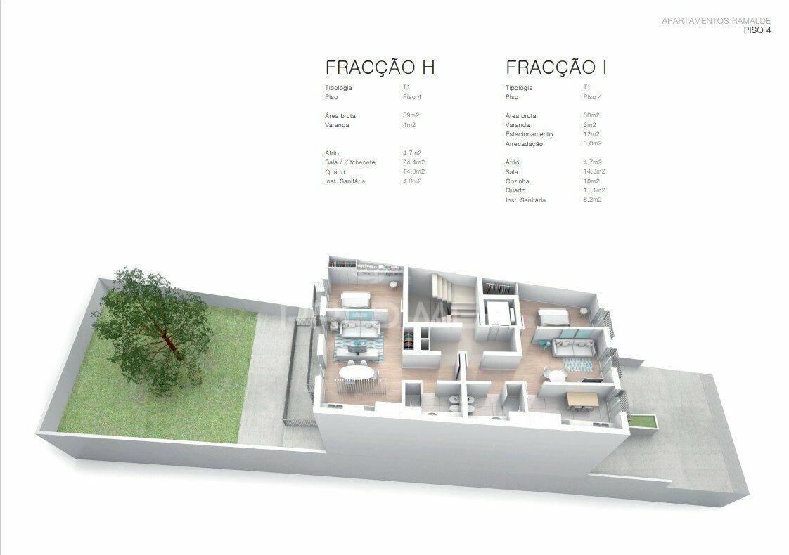 Apartamento t1 em ramalde - porto