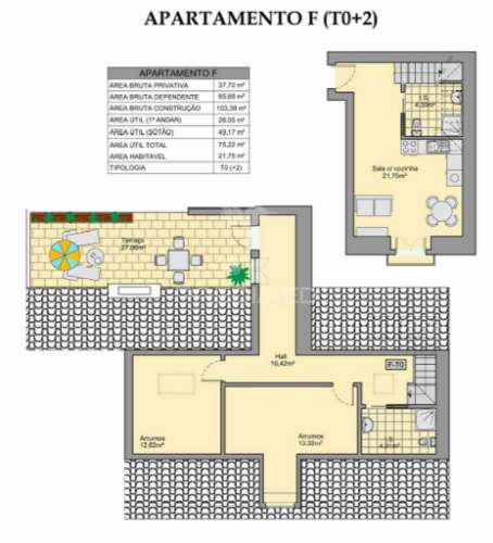 Apartamento t0+2 em edifício pombalino, centro, frente rio