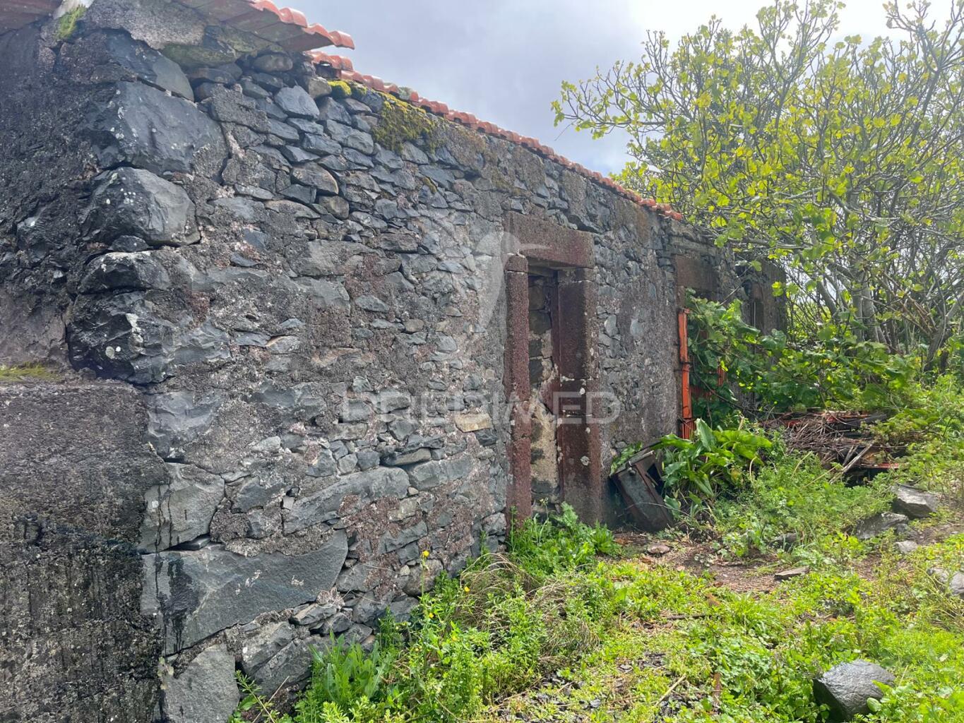 Moradia para recuperar t3 e palheiro com 330m2 de terreno na calheta.