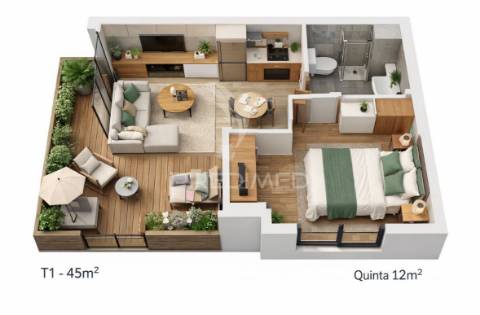 Apartamento t1 penha de frança com quintal