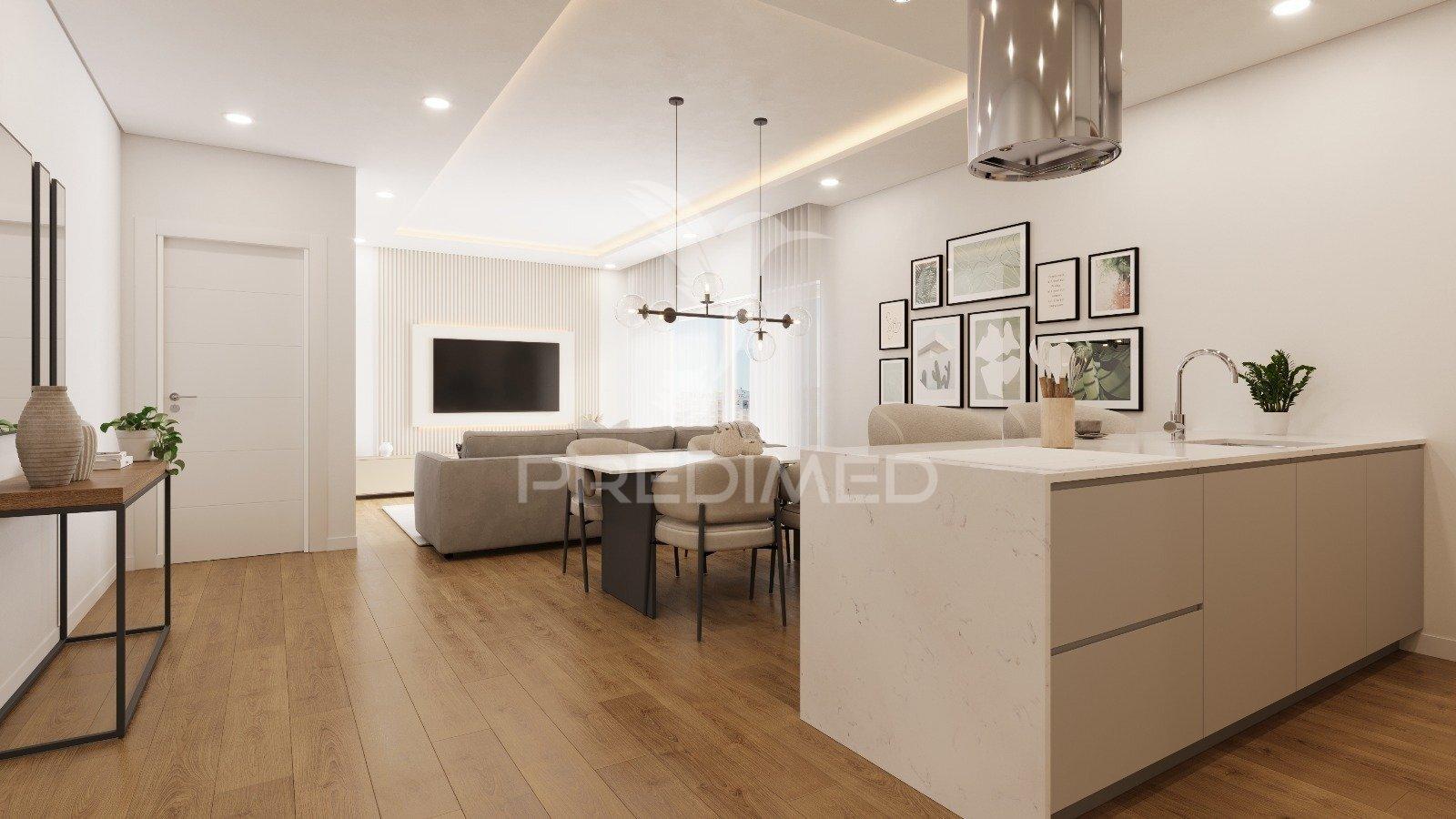 Apartamento t2 com terraço e garagem,em zona premium de setúbal.
