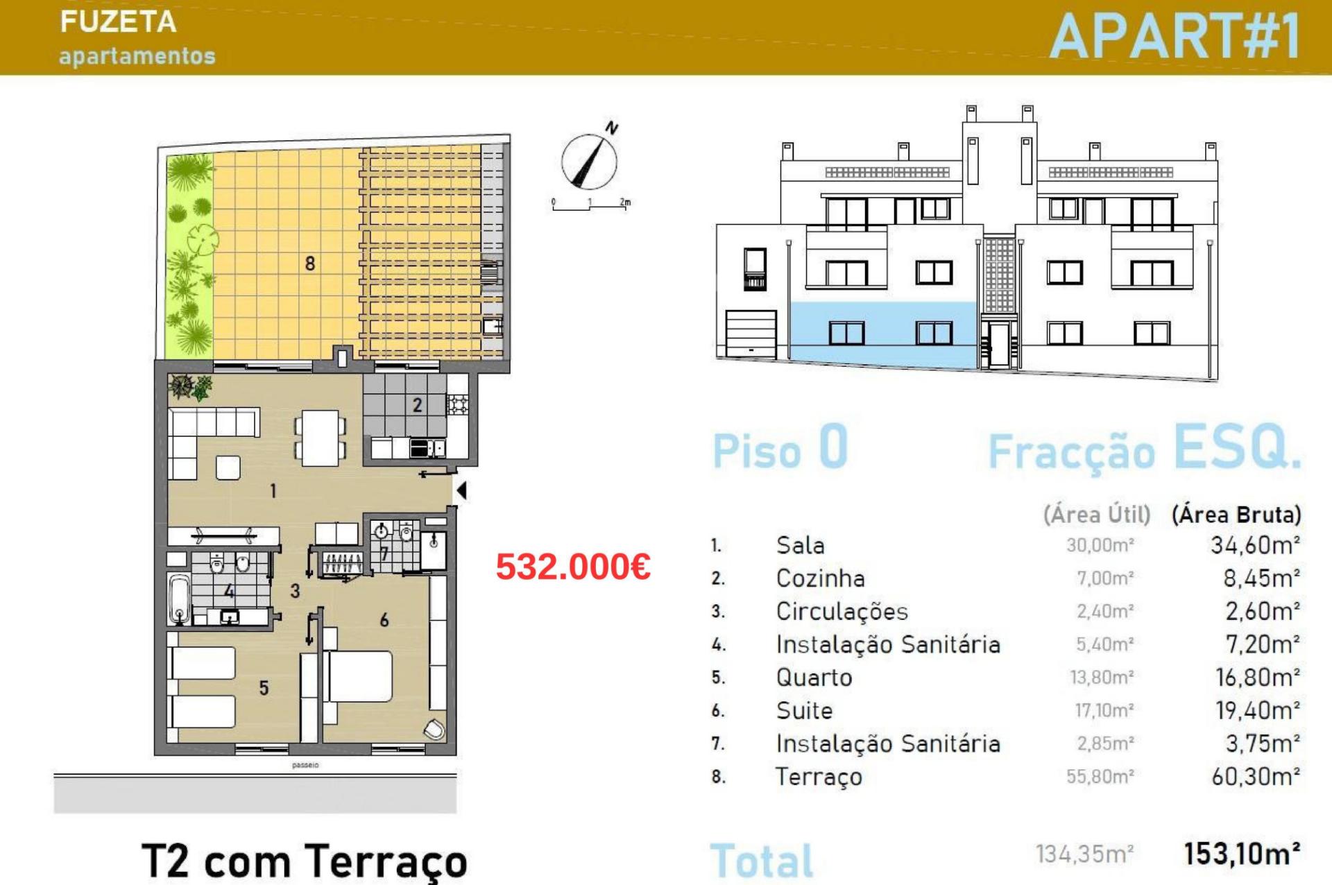 Apartamento t2 novo na típica vila piscatória da fuseta