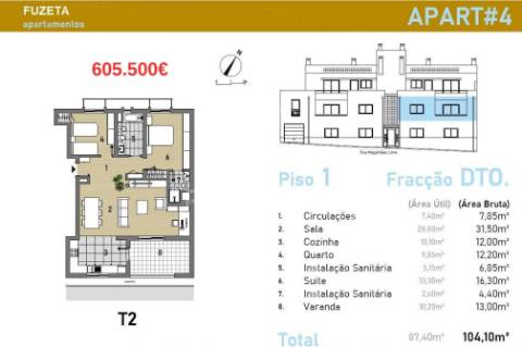 Apartamento t2 novo na típica vila piscatória da fuseta