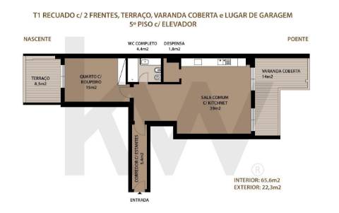 T1 Recuado com Terraço, Varanda Coberta e Garagem em Cave | Santo António, Lisboa