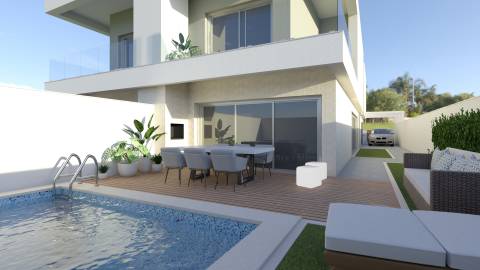 MORADIA T4 GEMINADA ARQUITETURA CONTEMPORÂNEA COM PISCINA - FERNÃO FERRO