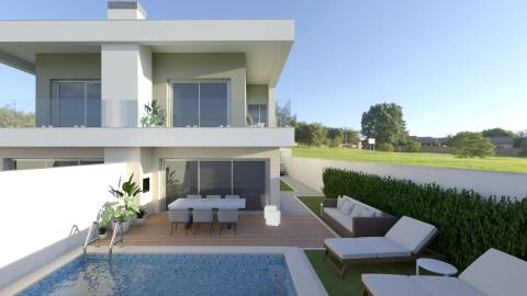 MORADIA T4 GEMINADA ARQUITETURA CONTEMPORÂNEA COM PISCINA - FERNÃO FERRO