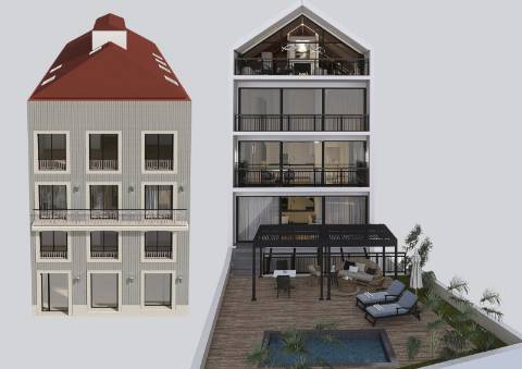 Apartamento T1 em Edifício Histórico com Terraço no centro do Porto