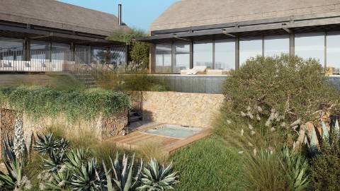 Moradia T4 de arquitetura contemporânea na praia dos Coxos com piscina, ginásio e SPA