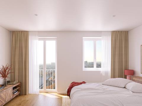 Apartamento com vista num condomínio com Jardim e piscina Arroios