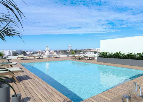 Apartamento T1 novo com piscina e garagem - Olhão